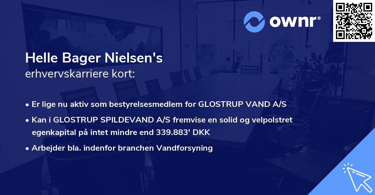 Helle Bager Nielsen's erhvervskarriere kort