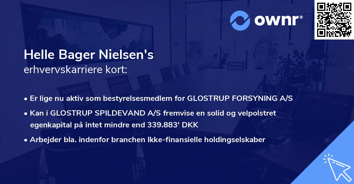 Helle Bager Nielsen's erhvervskarriere kort