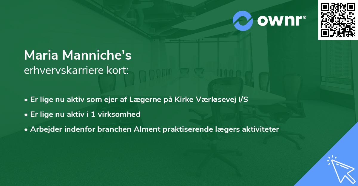 Maria Manniche's erhvervskarriere kort