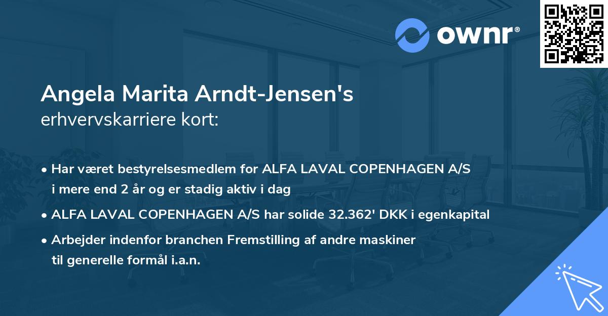 Angela Marita Arndt-Jensen's erhvervskarriere kort