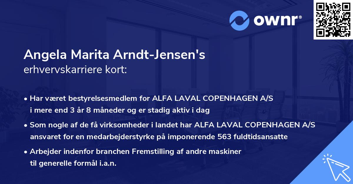 Angela Marita Arndt-Jensen's erhvervskarriere kort