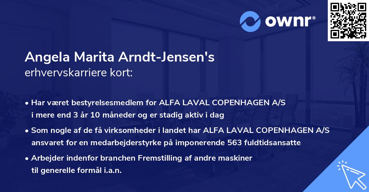 Angela Marita Arndt-Jensen's erhvervskarriere kort