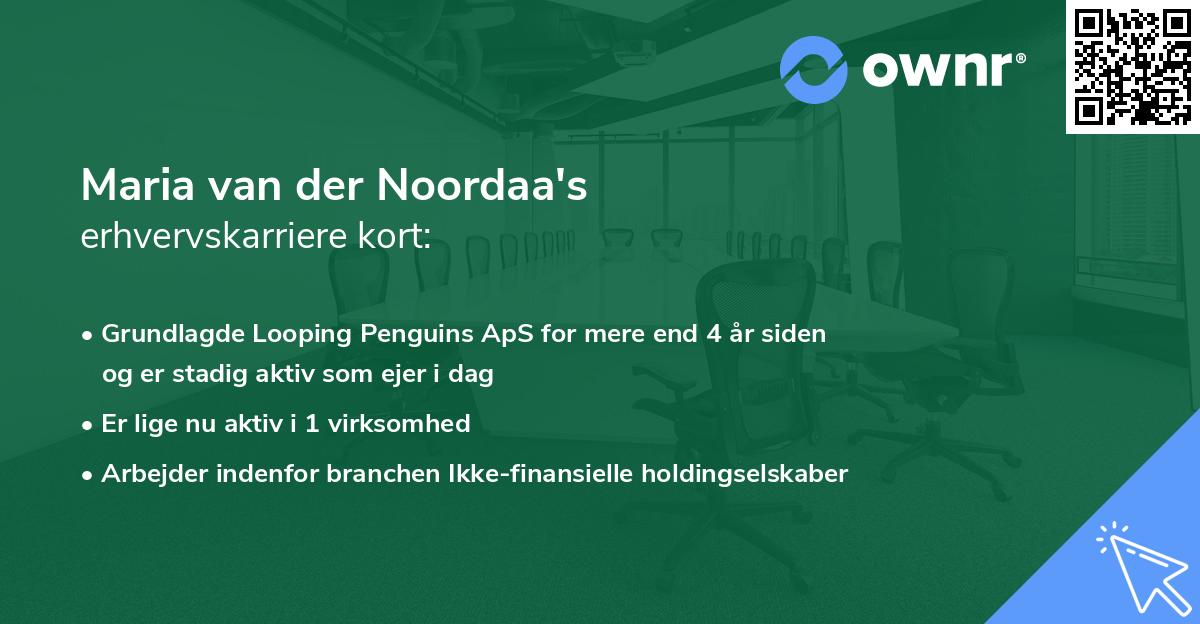 Maria van der Noordaa's erhvervskarriere kort
