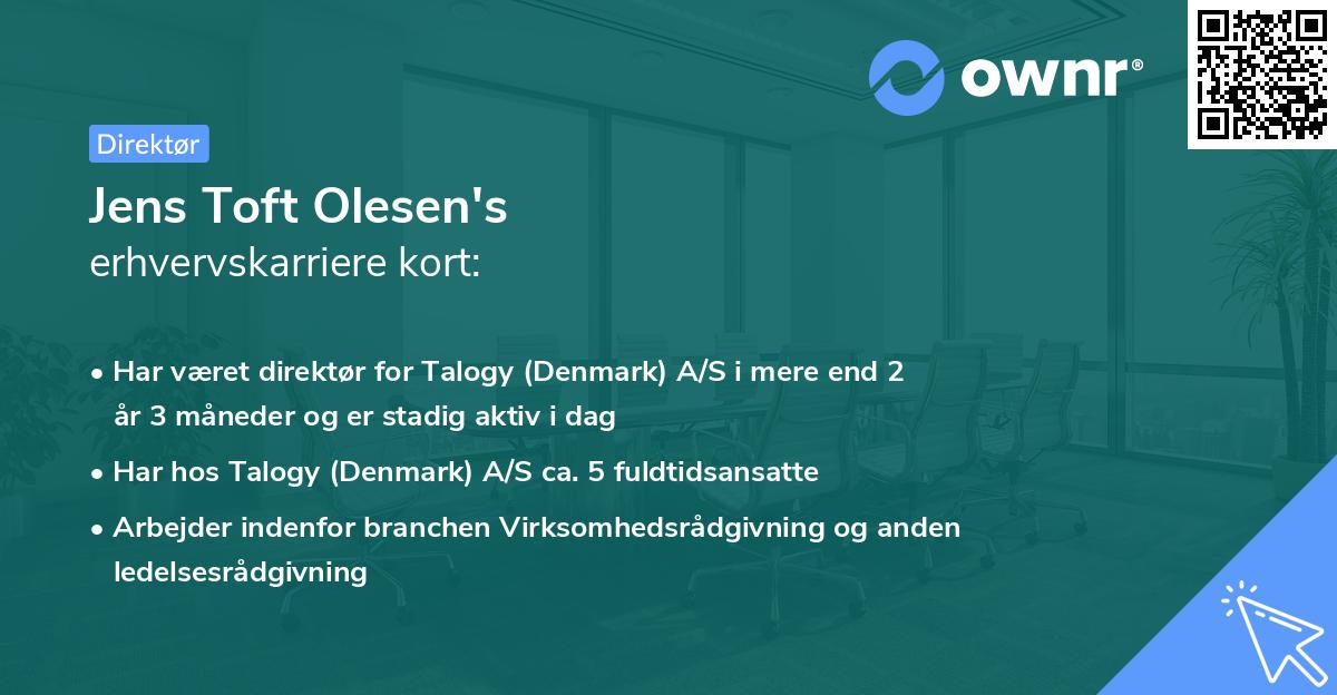 Jens Toft Olesen's erhvervskarriere kort