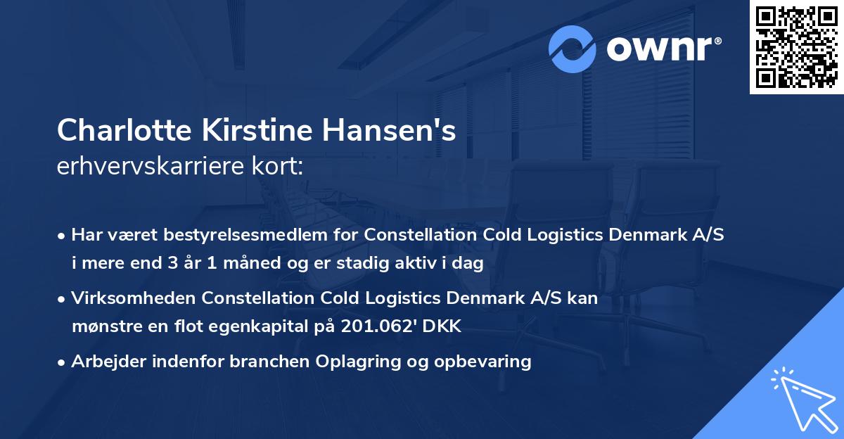 Charlotte Kirstine Hansen's erhvervskarriere kort