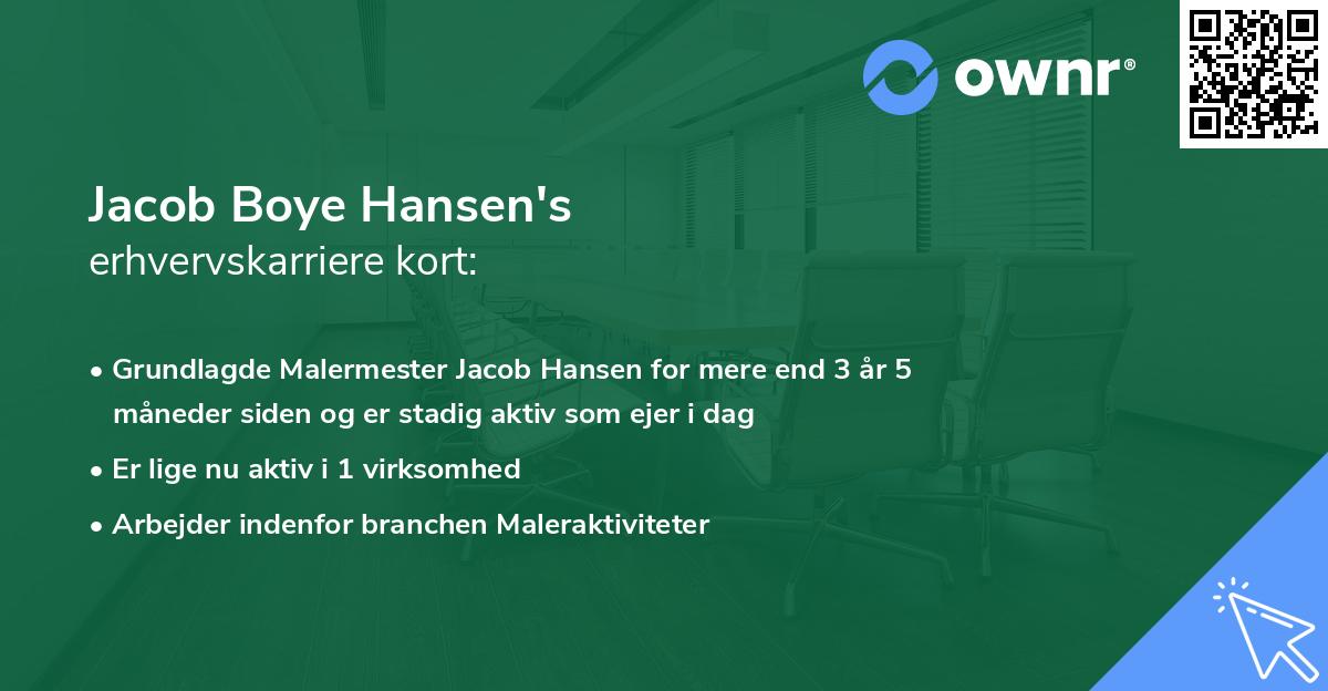 Jacob Boye Hansen's erhvervskarriere kort