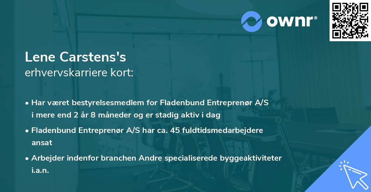 Lene Carstens's erhvervskarriere kort