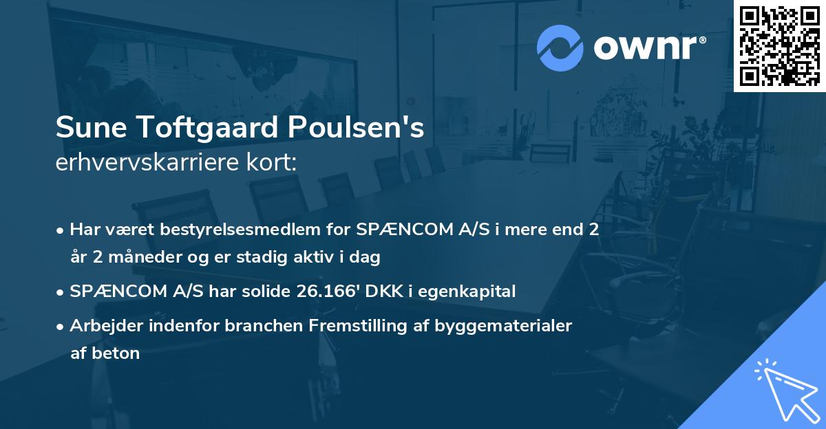 Sune Toftgaard Poulsen's erhvervskarriere kort