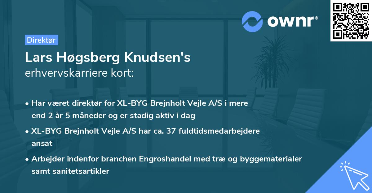 Lars Høgsberg Knudsen's erhvervskarriere kort