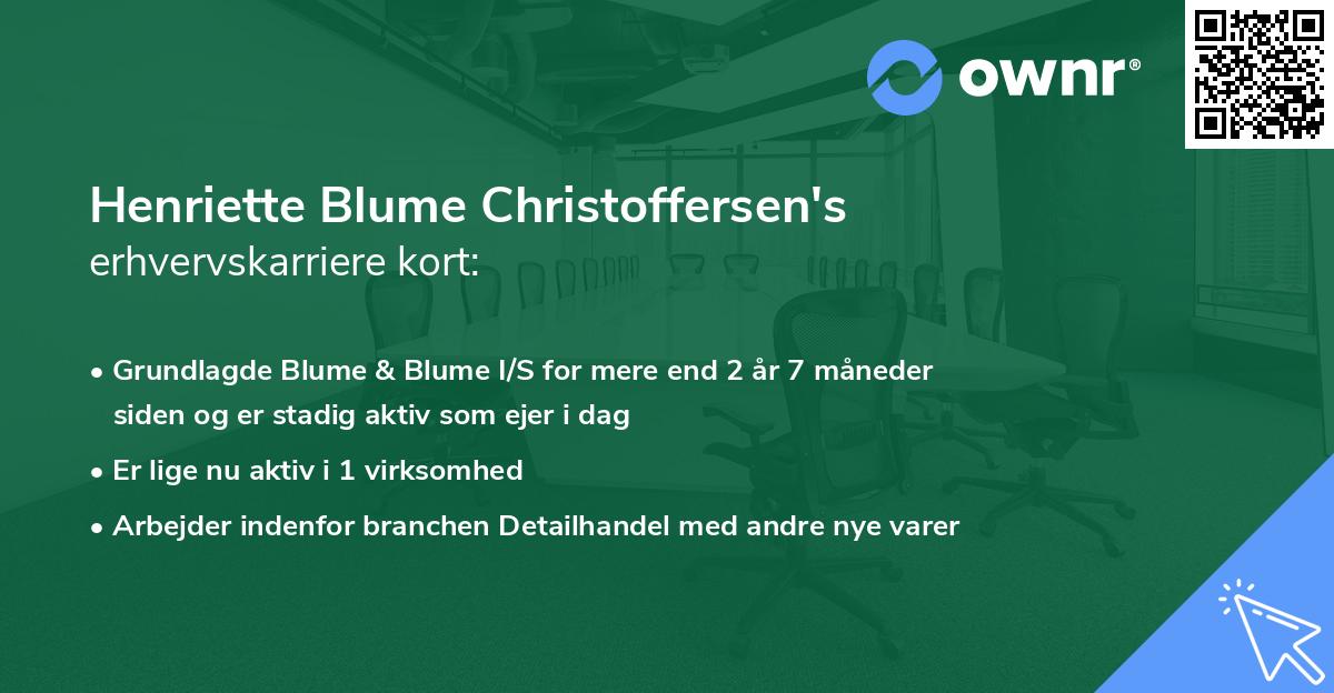 Henriette Blume Christoffersen's erhvervskarriere kort
