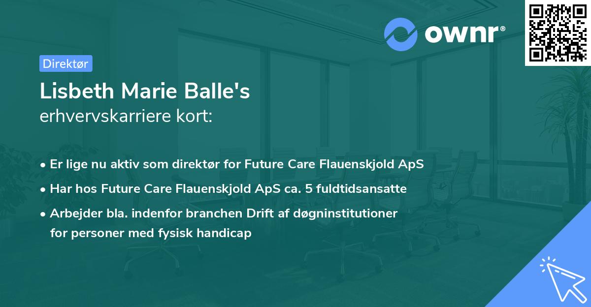 Lisbeth Marie Balle's erhvervskarriere kort