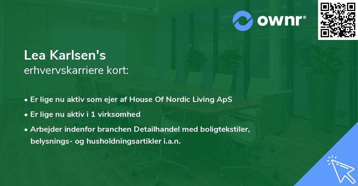 Lea Karlsen's erhvervskarriere kort
