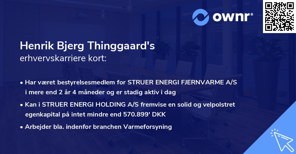 Henrik Bjerg Thinggaard's erhvervskarriere kort