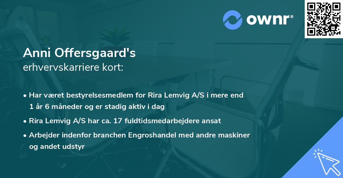 Anni Offersgaard's erhvervskarriere kort