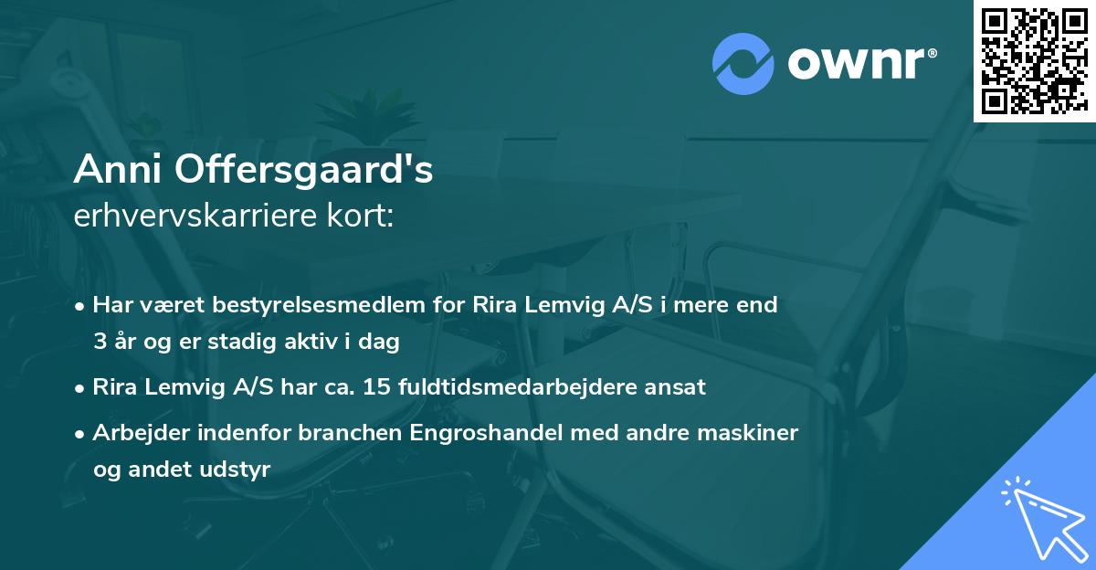 Anni Offersgaard's erhvervskarriere kort