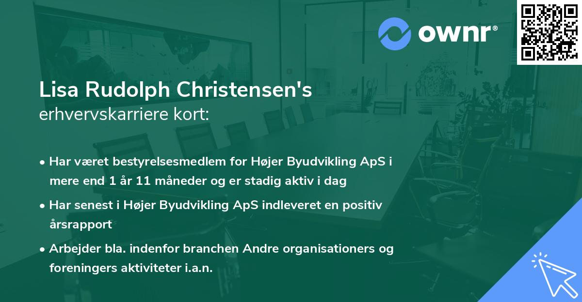 Lisa Rudolph Christensen's erhvervskarriere kort