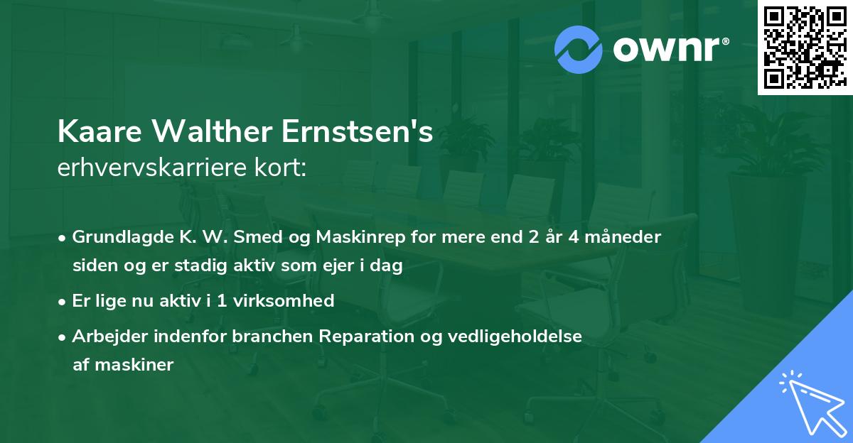 Kaare Walther Ernstsen's erhvervskarriere kort