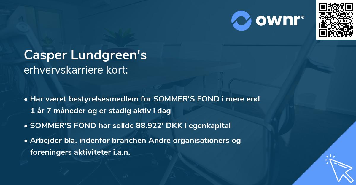 Casper Lundgreen's erhvervskarriere kort