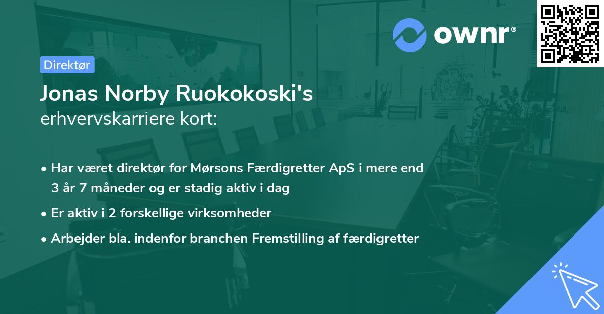 Jonas Norby Ruokokoski's erhvervskarriere kort