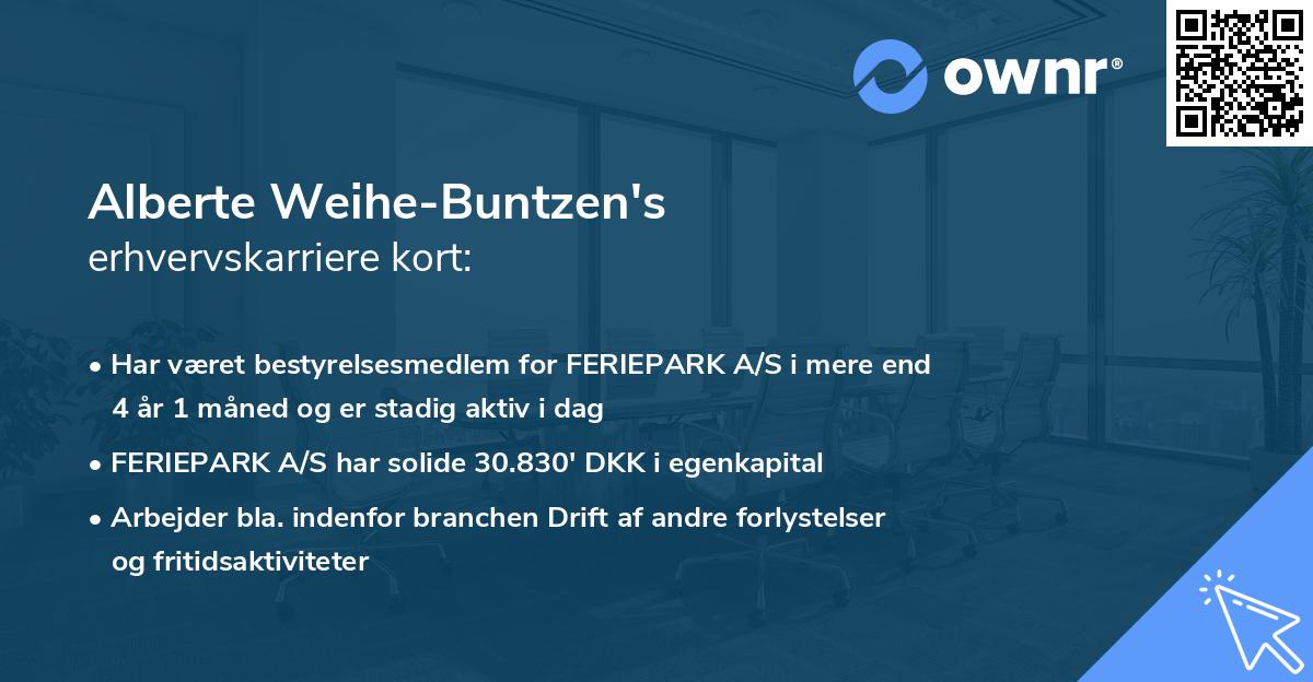 Alberte Weihe-Buntzen's erhvervskarriere kort
