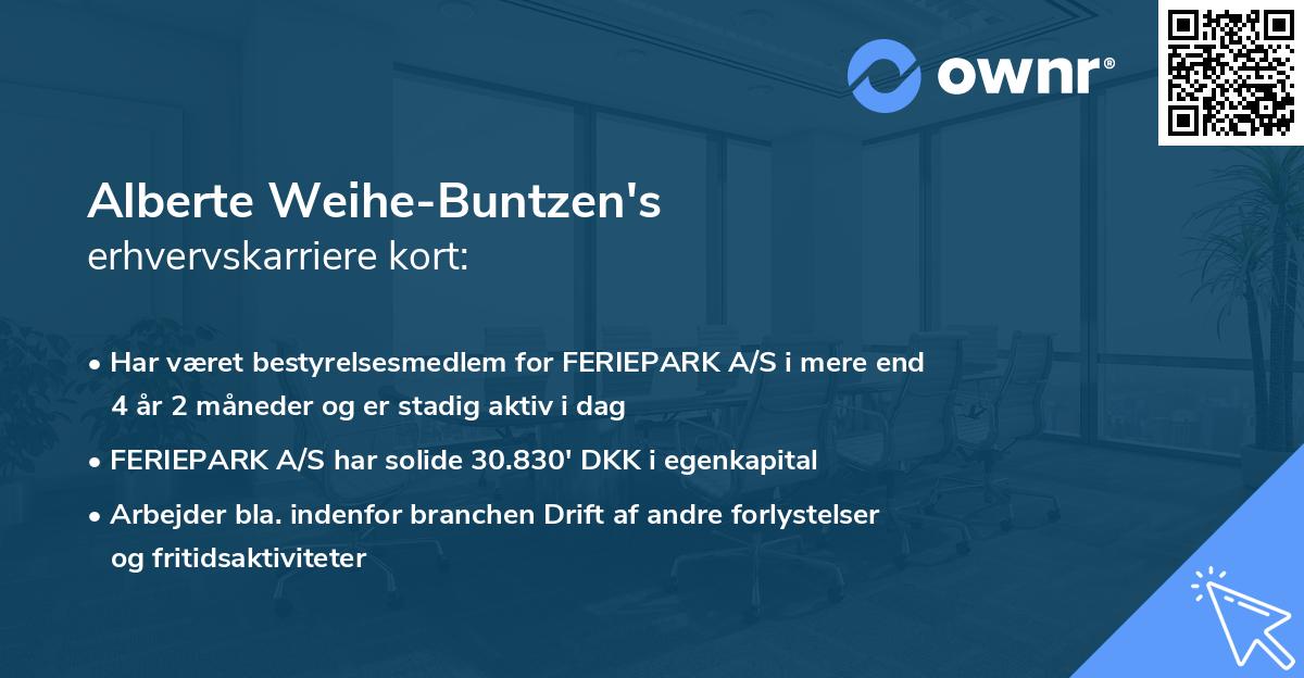 Alberte Weihe-Buntzen's erhvervskarriere kort