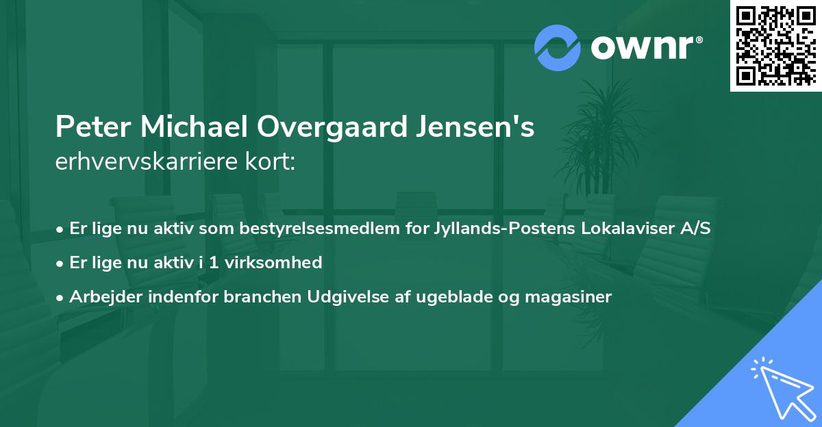 Peter Michael Overgaard Jensen's erhvervskarriere kort