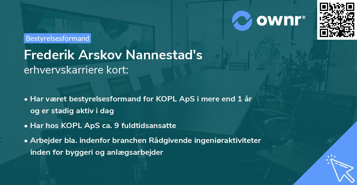 Frederik Arskov Nannestad's erhvervskarriere kort