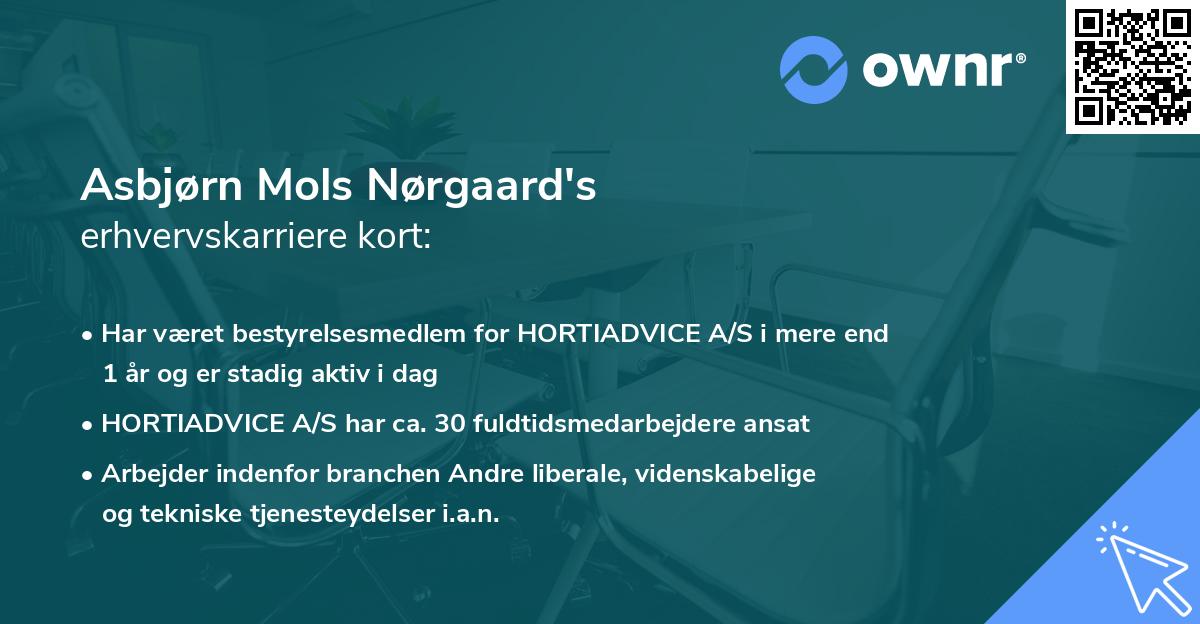 Asbjørn Mols Nørgaard's erhvervskarriere kort