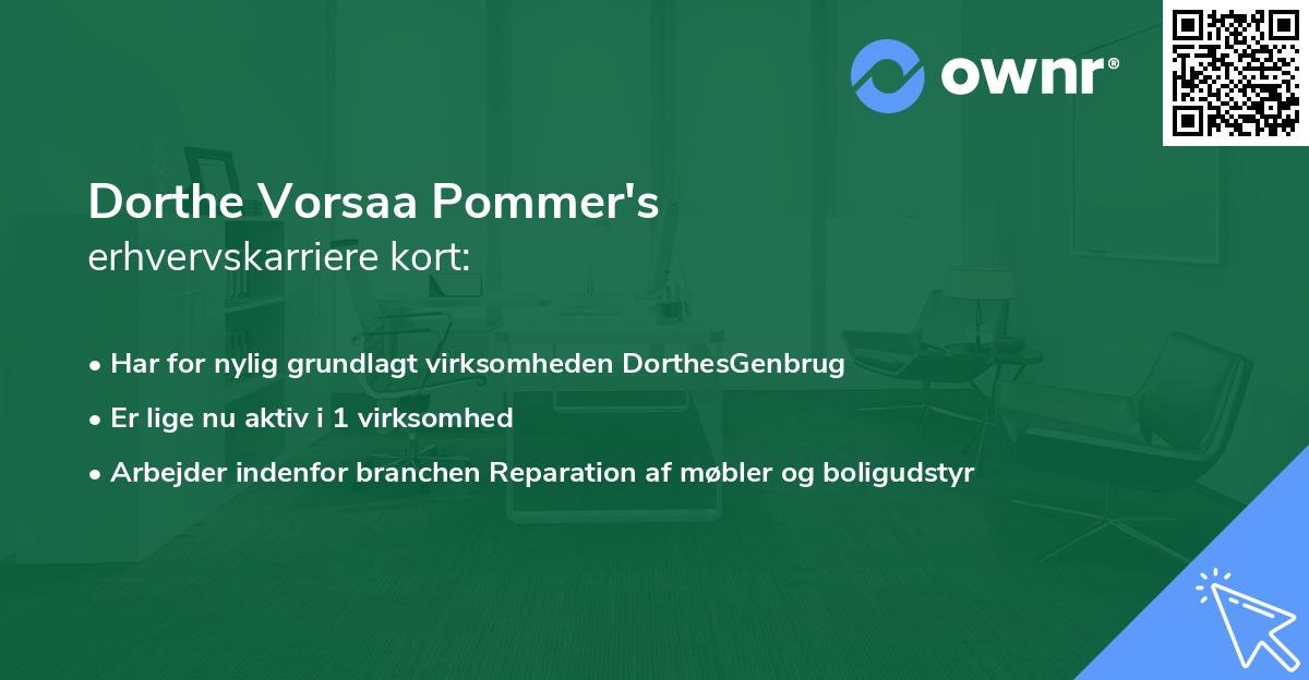 Dorthe Vorsaa Pommer's erhvervskarriere kort