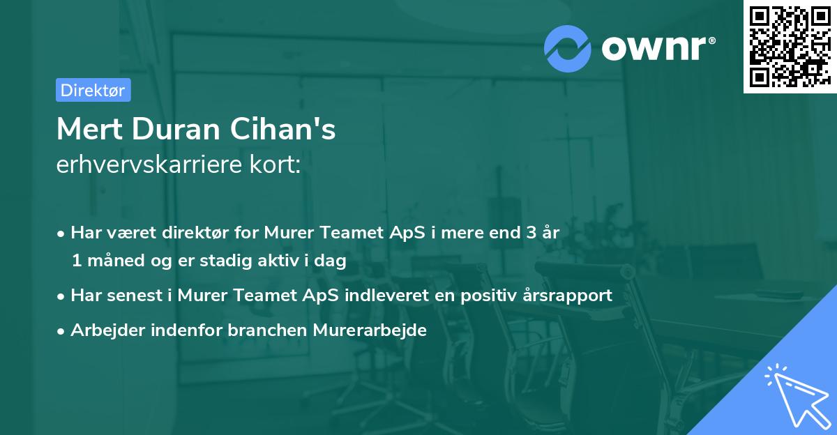 Mert Duran Cihan's erhvervskarriere kort