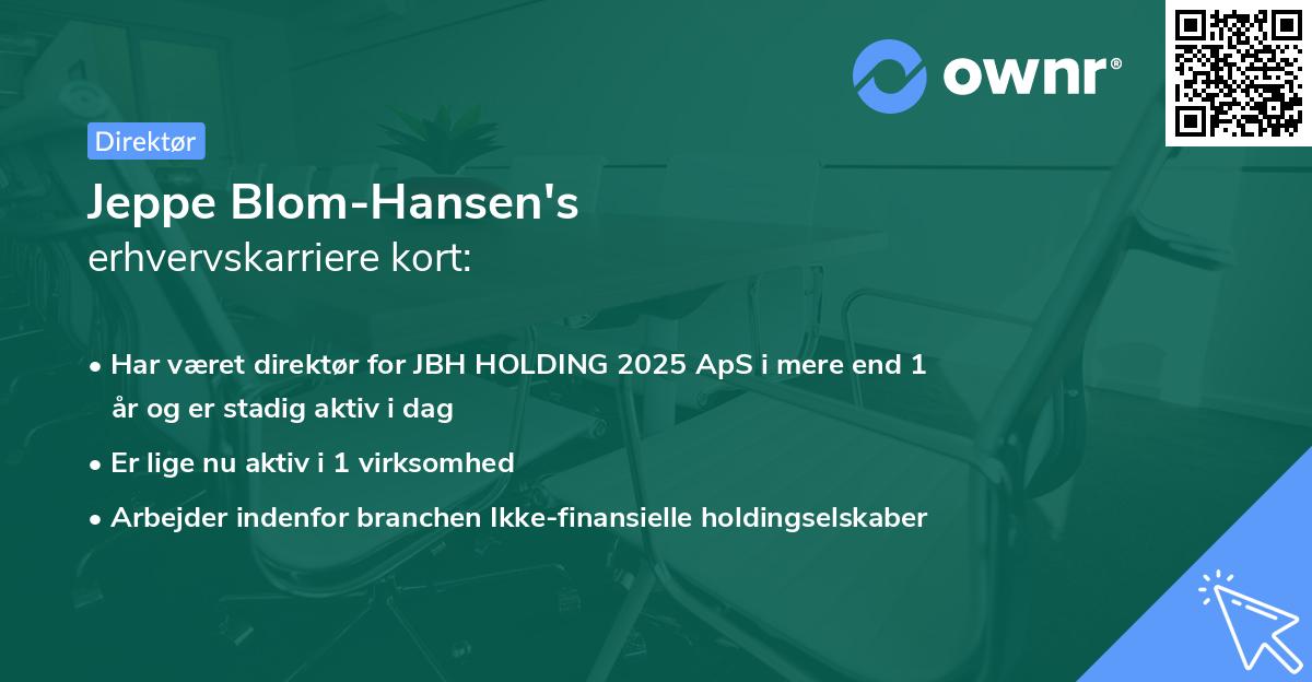 Jeppe Blom-Hansen's erhvervskarriere kort