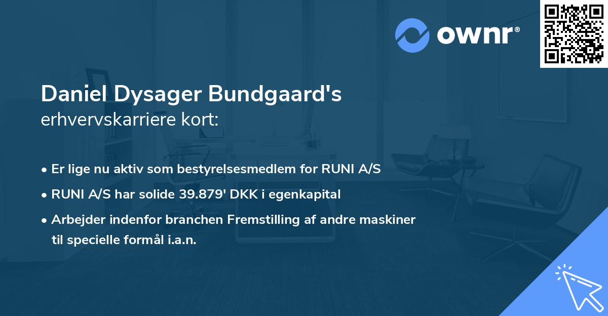 Daniel Dysager Bundgaard's erhvervskarriere kort