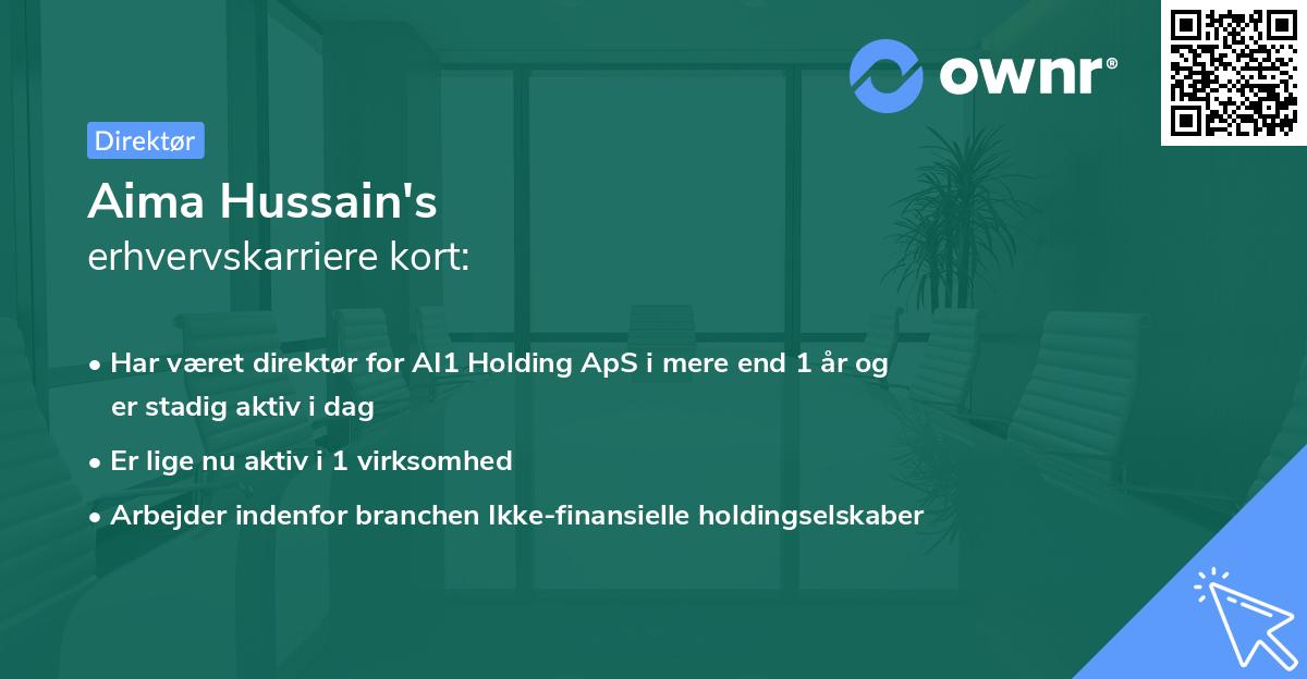 Aima Hussain's erhvervskarriere kort
