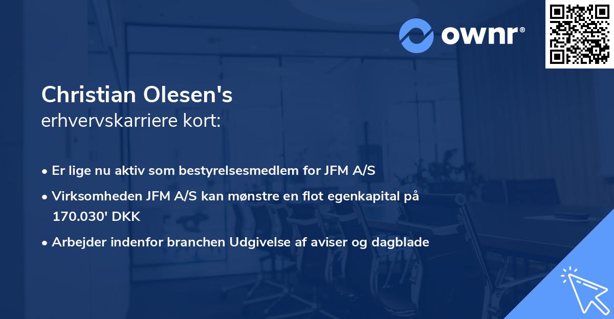 Christian Olesen's erhvervskarriere kort