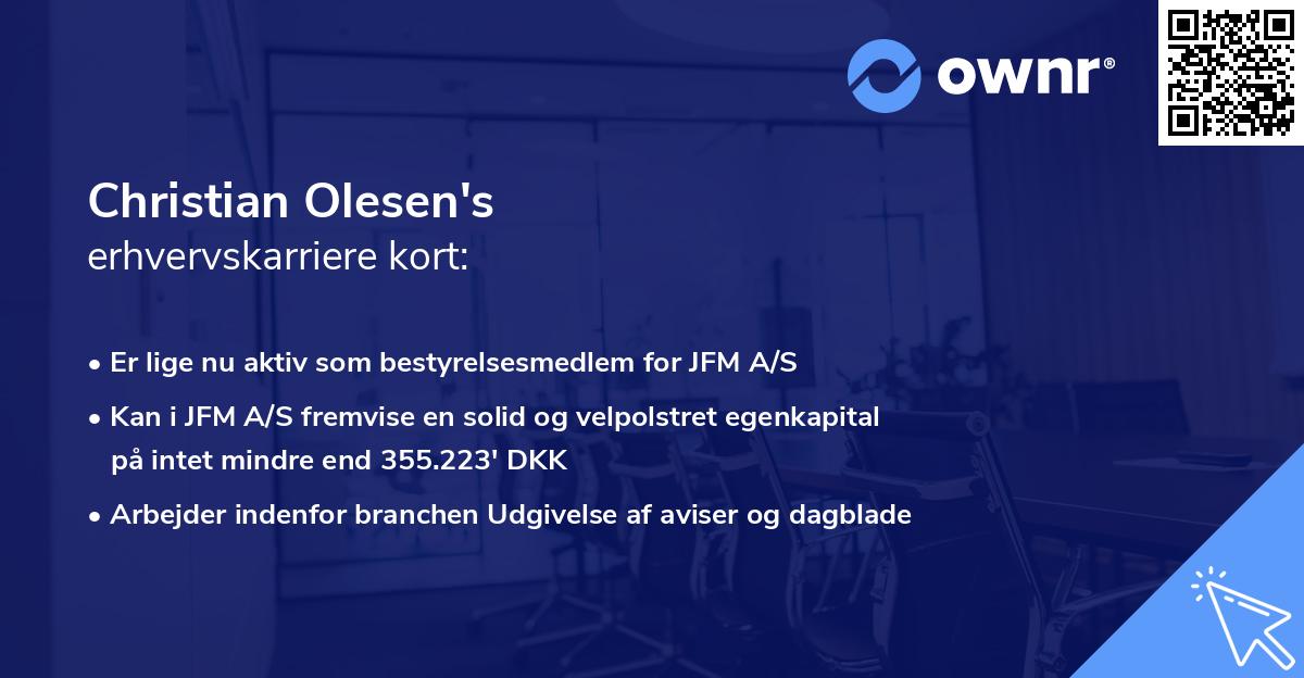 Christian Olesen's erhvervskarriere kort