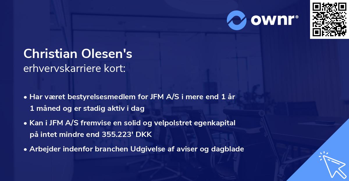 Christian Olesen's erhvervskarriere kort