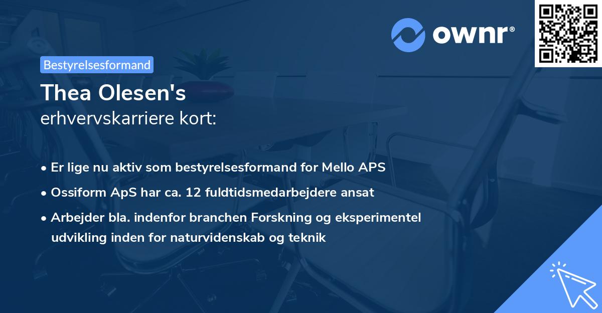 Thea Olesen's erhvervskarriere kort