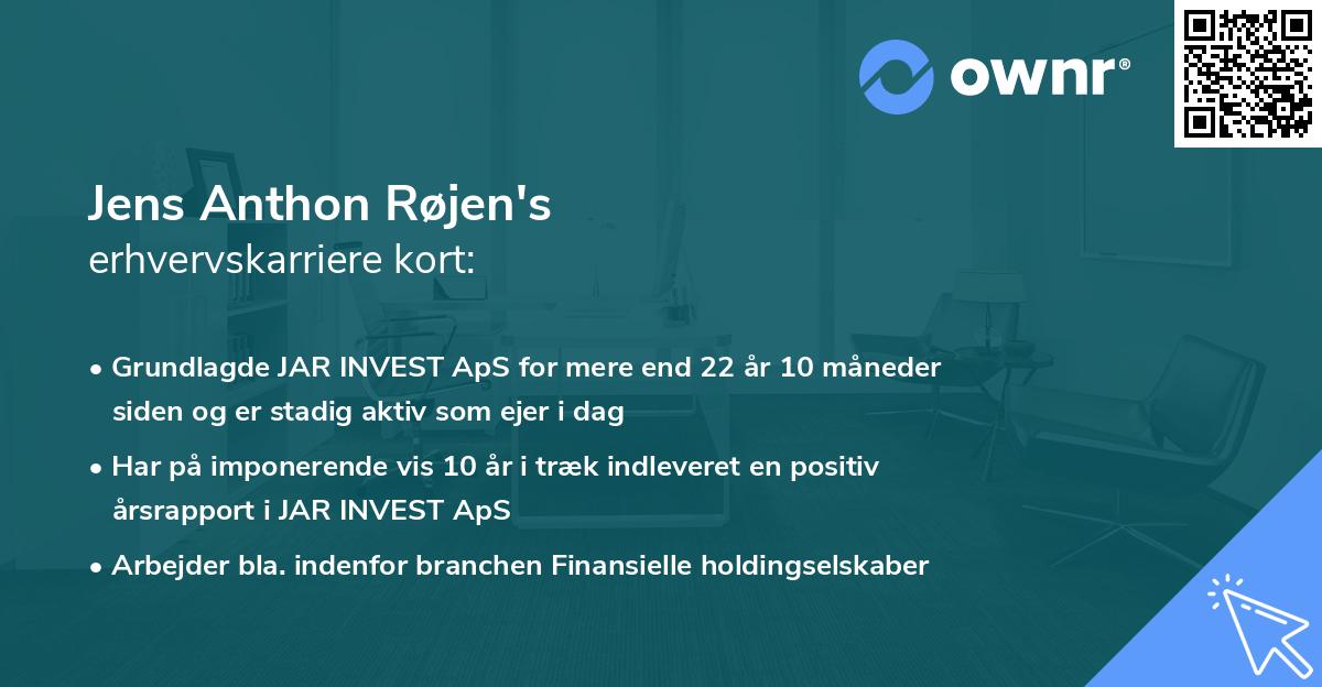 Jens Anthon Røjen's erhvervskarriere kort