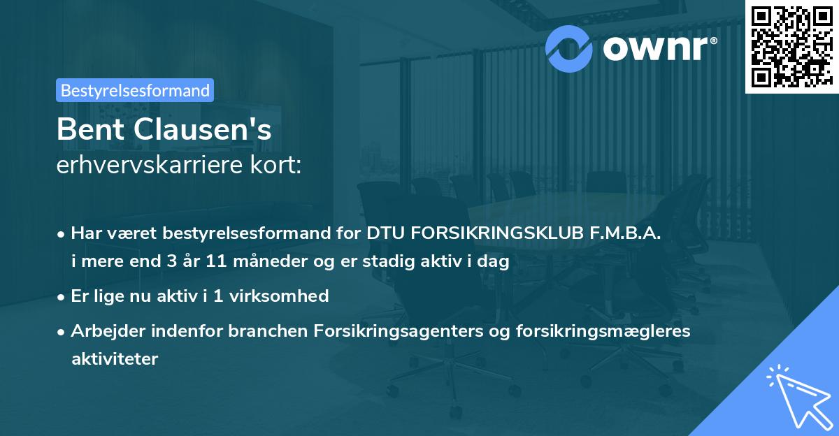 Bent Clausen's erhvervskarriere kort