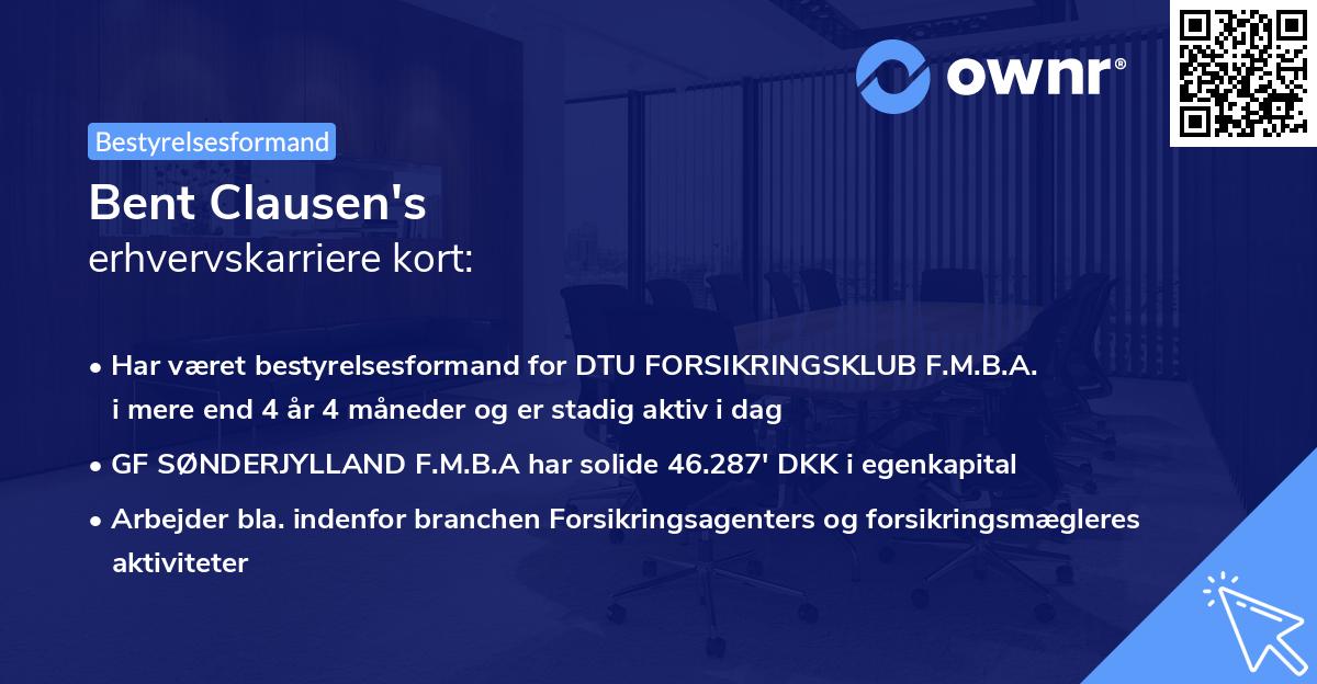 Bent Clausen's erhvervskarriere kort