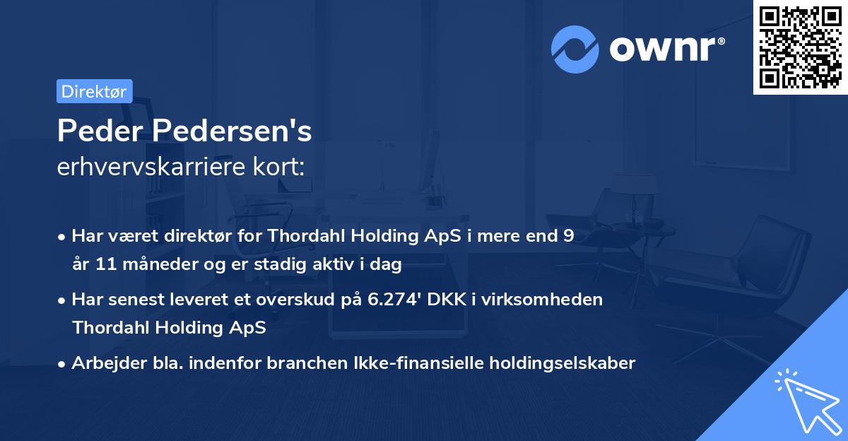 Peder Pedersen's erhvervskarriere kort