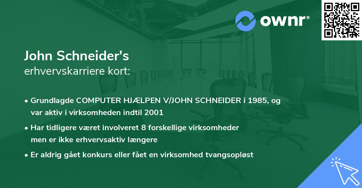 John Schneider's erhvervskarriere kort