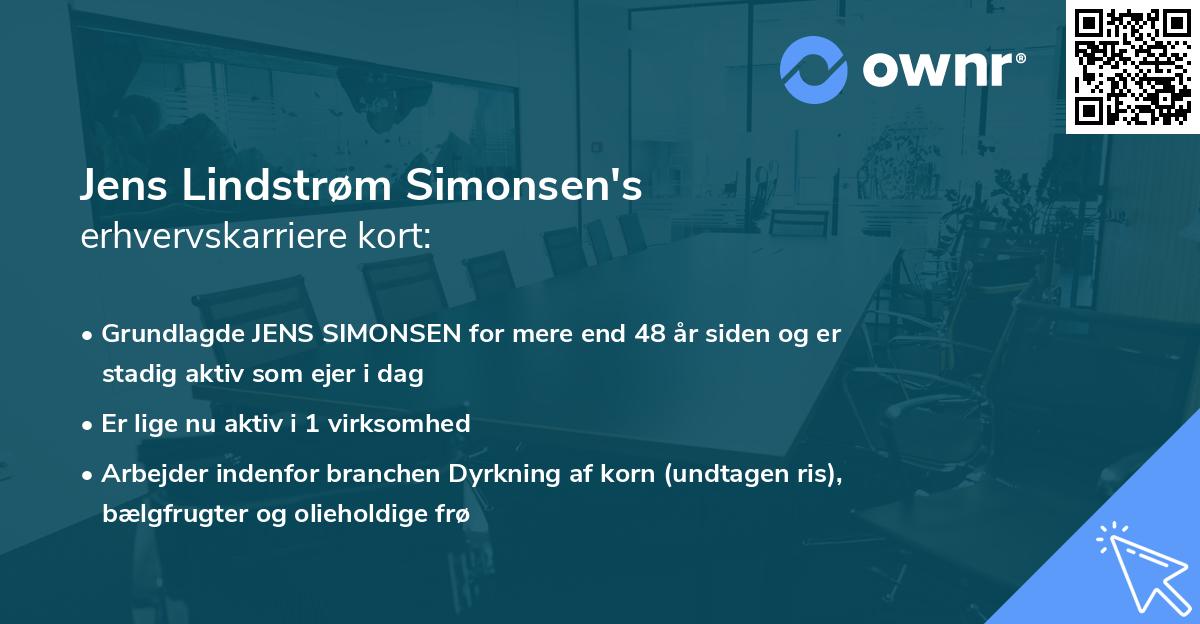 Jens Lindstrøm Simonsen's erhvervskarriere kort