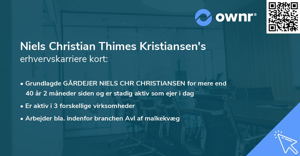 Niels Christian Thimes Kristiansen's erhvervskarriere kort