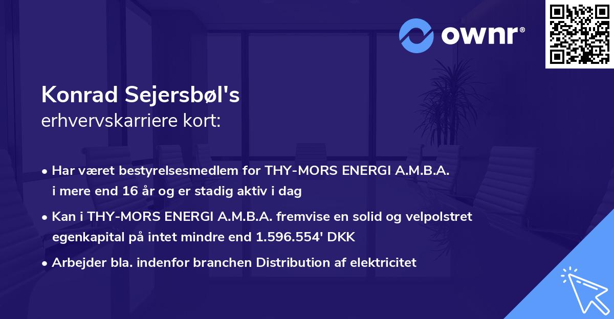 Konrad Sejersbøl's erhvervskarriere kort