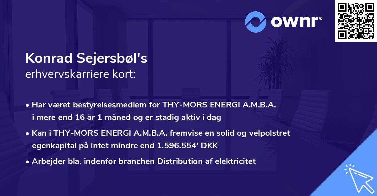 Konrad Sejersbøl's erhvervskarriere kort