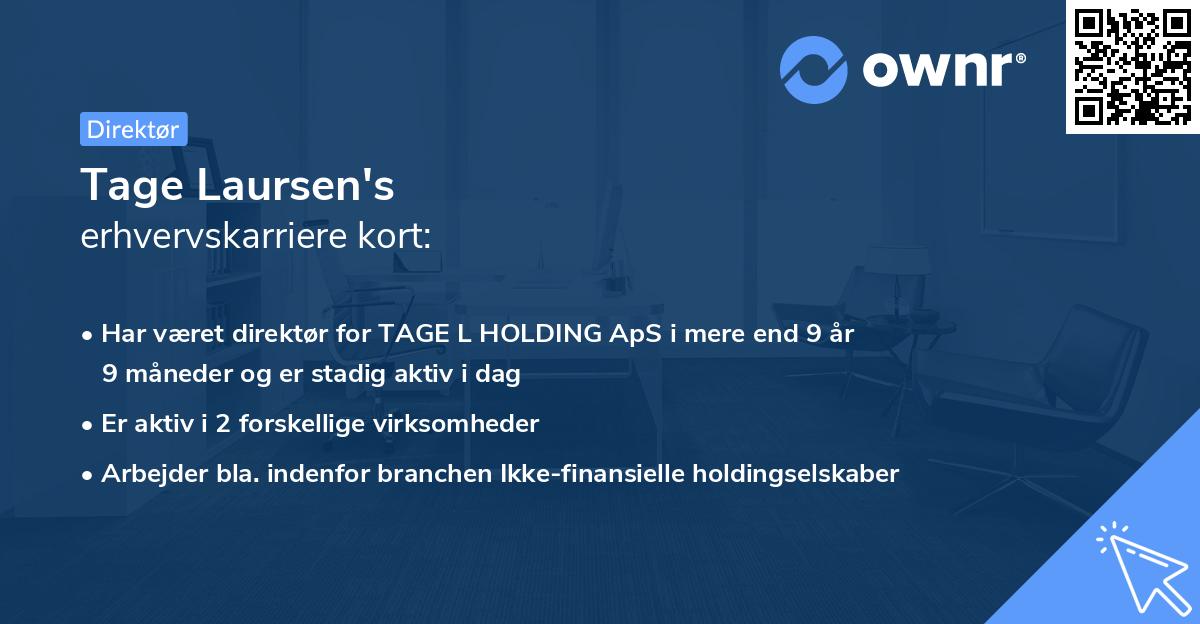 Tage Laursen's erhvervskarriere kort