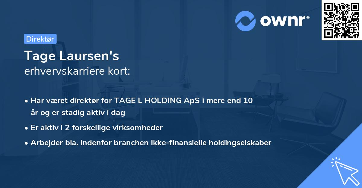 Tage Laursen's erhvervskarriere kort