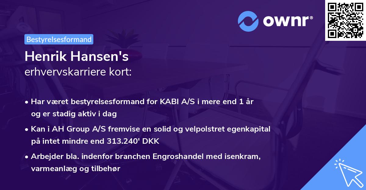 Henrik Hansen's erhvervskarriere kort
