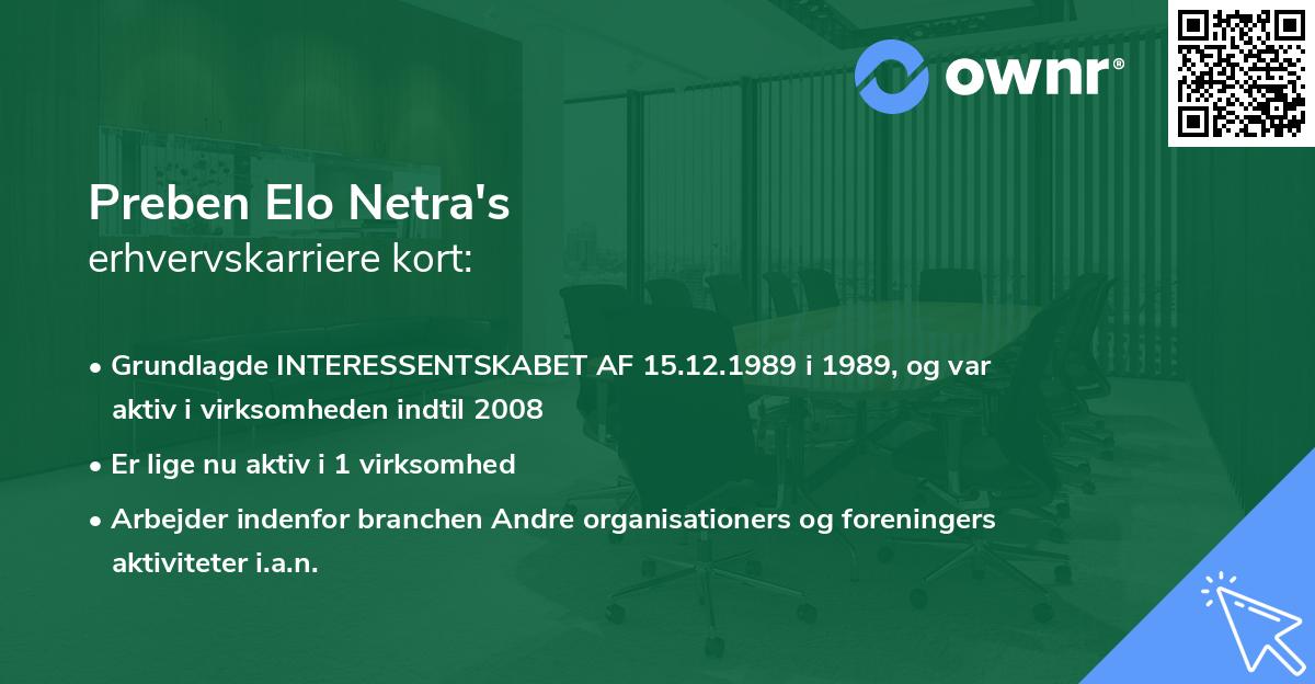 Preben Elo Netra's erhvervskarriere kort